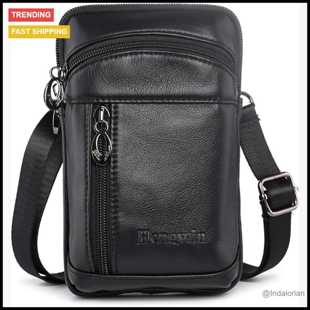 Leather Crossbody Bag with Belt Clip Holster Case Pouch for Phones